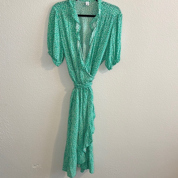 Green print wrap dress - Picture 2 of 4
